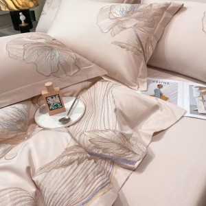 Elegant design full size embroidery adult pillowcases luxury 100% cotton sateen comforter cover bedding set supplier