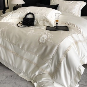 Premium quality 4 pieces jacquard bed sheet white Australian cotton bedding set wholesaler