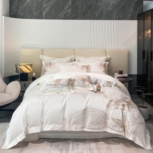 Elegant design full size embroidery adult pillowcases luxury 100% cotton sateen comforter cover bedding set supplier