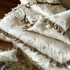 Matcha Green 100 Count Australian Cotton Digital Printing Exquisite Embroidery Quilt Cover Bed Sheet Bedding Set