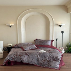 Red grey digital printing duvet quilt cover long staple cotton bed sheets bedding set