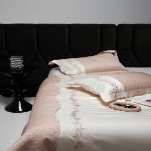 New 100S long staple cotton embroidery quilt duvet cover pink bed sheets light luxury bedding set