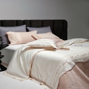 New 100S long staple cotton embroidery quilt duvet cover pink bed sheets light luxury bedding set