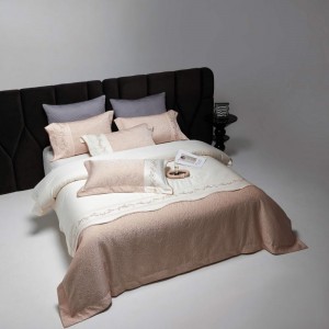 New 100S long staple cotton embroidery quilt duvet cover pink bed sheets light luxury bedding set