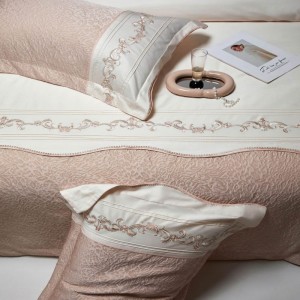 New 100S long staple cotton embroidery quilt duvet cover pink bed sheets light luxury bedding set