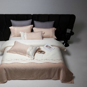 New 100S long staple cotton embroidery quilt duvet cover pink bed sheets light luxury bedding set