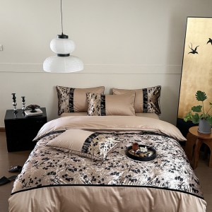 French style printing home textile cotton bed linen pink printing duvet quilt comforter cover bedding set wholesaler