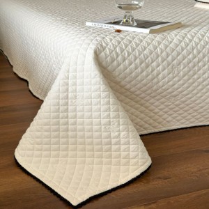 Cream White Quilted Embroidery Bedspread 2 Pillow Cover High Class Bedding Home Textile Bedspread Set