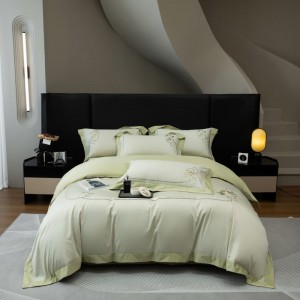 Light green 100S Australian cotton embroidery quilt cover skin-friendly bed sheets bedding set