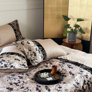 French style printing home textile cotton bed linen pink printing duvet quilt comforter cover bedding set wholesaler