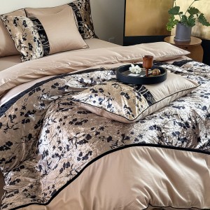 French style printing home textile cotton bed linen pink printing duvet quilt comforter cover bedding set wholesaler