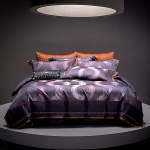 High-End patchwork comforter set 1500TC cotton purple jacquard bedsheets queen king size coverlets with 2 soft pillowslips bedding set supplier