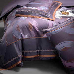High-End patchwork comforter set 1500TC cotton purple jacquard bedsheets queen king size coverlets with 2 soft pillowslips bedding set supplier