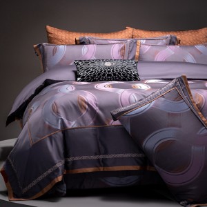 High-End patchwork comforter set 1500TC cotton purple jacquard bedsheets queen king size coverlets with 2 soft pillowslips bedding set supplier