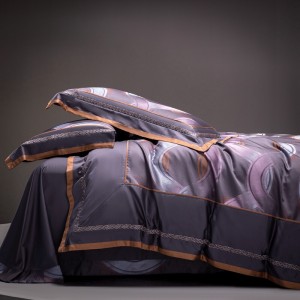 High-End patchwork comforter set 1500TC cotton purple jacquard bedsheets queen king size coverlets with 2 soft pillowslips bedding set supplier