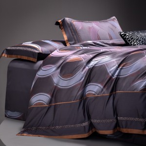 High-End patchwork comforter set 1500TC cotton purple jacquard bedsheets queen king size coverlets with 2 soft pillowslips bedding set supplier
