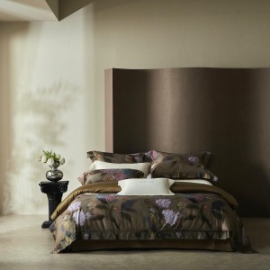 Customized Printed Lyocell Cotton Fabric Duvet Cover and Pillow Case Set Fitted Sheet for Home Use Twin Size Brown Bedding Sets