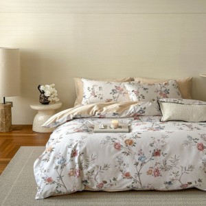 500tc long staple cotton digital printing quilt duvet cover bed sheets floral plant style home bedding set