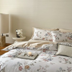 500tc long staple cotton digital printing quilt duvet cover bed sheets floral plant style home bedding set