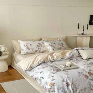 500tc long staple cotton digital printing quilt duvet cover bed sheets floral plant style home bedding set