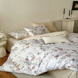 500tc long staple cotton digital printing quilt duvet cover bed sheets floral plant style home bedding set