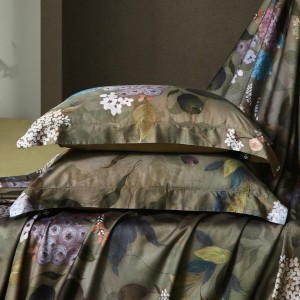 Customized Printed Lyocell Cotton Fabric Duvet Cover and Pillow Case Set Fitted Sheet for Home Use Twin Size Brown Bedding Sets
