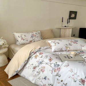 500tc long staple cotton digital printing quilt duvet cover bed sheets floral plant style home bedding set