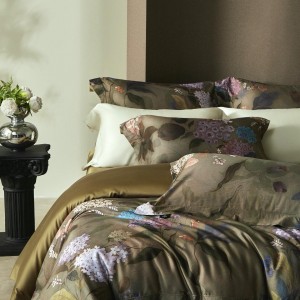 Customized Printed Lyocell Cotton Fabric Duvet Cover and Pillow Case Set Fitted Sheet for Home Use Twin Size Brown Bedding Sets