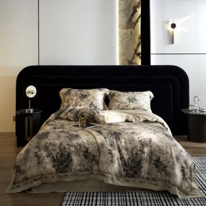 100S lyocell cotton digital printing quilt cover bed sheets plant floral bedding set
