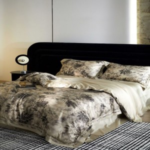 100S lyocell cotton digital printing quilt cover bed sheets plant floral bedding set