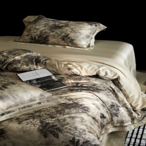 100S lyocell cotton digital printing quilt cover bed sheets plant floral bedding set