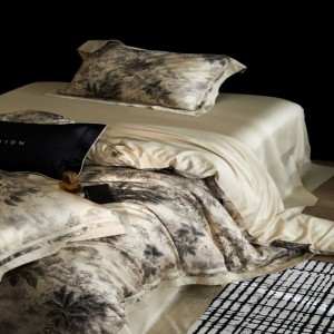 100S lyocell cotton digital printing quilt cover bed sheets plant floral bedding set