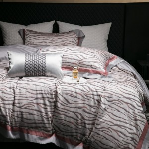 High-Quality 100S Cotton Queen Sheet Set Natural Soft Grey Jacquard Fitted Sheets Bedding Set