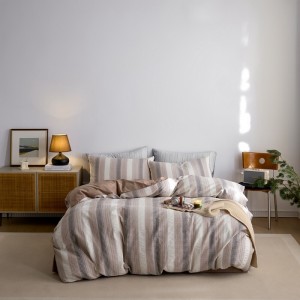 Wholesale Bed Sheet 100% Cotton Jacquard Duvet Cover Brown Bed Sheets Bedding Set