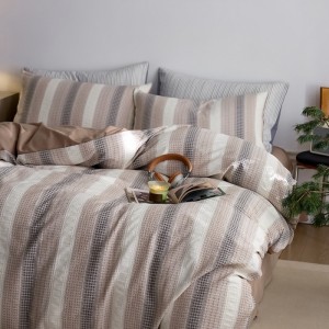 Wholesale Bed Sheet 100% Cotton Jacquard Duvet Cover Brown Bed Sheets Bedding Set