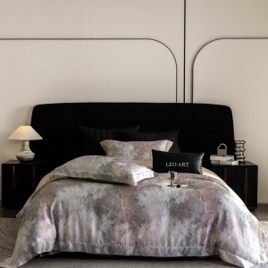 Luxury Home Bed Set Customized Size Soft Summer Cool 100% Lyocell Printing Purple Bedding Sheets Set