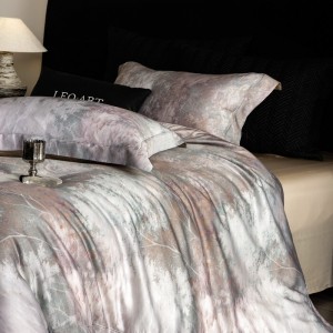 Luxury Home Bed Set Customized Size Soft Summer Cool 100% Lyocell Printing Purple Bedding Sheets Set
