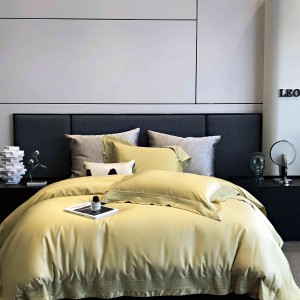Simple Style Lyocell Cotton Solid Color Green Duvet Cover Bedding Set Supplier