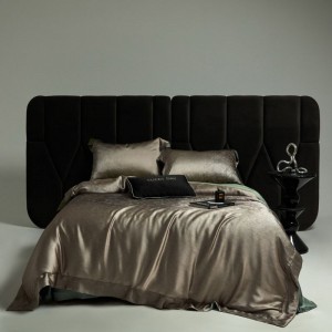 Mulberry silk and modal fabric home textile digital printing quilt cover bed sheets green bedding set