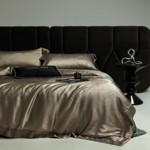 Mulberry silk and modal fabric home textile digital printing quilt cover bed sheets green bedding set