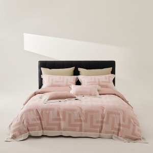 High-End patchwork comforter set 500TC jacquard cotton bedsheets queen king size coverlets with 2 soft pink pillowslips bedding set supplier