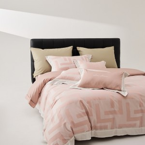 High-End patchwork comforter set 500TC jacquard cotton bedsheets queen king size coverlets with 2 soft pink pillowslips bedding set supplier