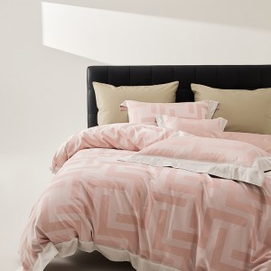High-End patchwork comforter set 500TC jacquard cotton bedsheets queen king size coverlets with 2 soft pink pillowslips bedding set supplier