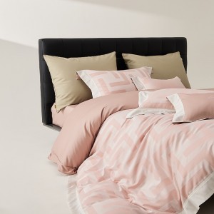 High-End patchwork comforter set 500TC jacquard cotton bedsheets queen king size coverlets with 2 soft pink pillowslips bedding set supplier
