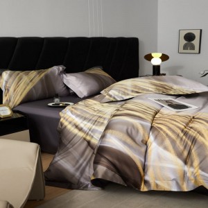 Light luxury digital printing duvet cover 1.8/2m bed sheets 120S lyocell cotton bedding set