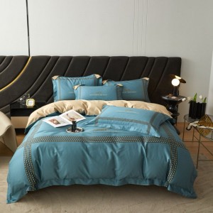 Green digital printing quilt cover soft bed sheets double coverlets 120S cotton bedding set