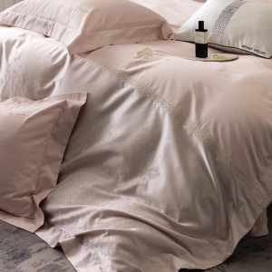 Summer Cool 100S Australia Cotton Cool Home Textiles pink Jacquard Duvet Cover Queen king Size Flat & Fitted Sheets Bedding Set Cotton