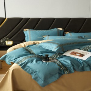 Green digital printing quilt cover soft bed sheets double coverlets 120S cotton bedding set