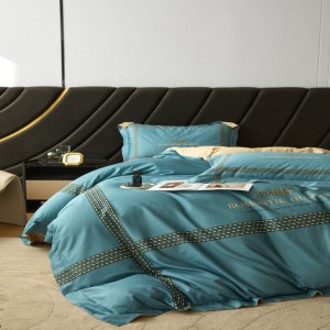 Green digital printing quilt cover soft bed sheets double coverlets 120S cotton bedding set