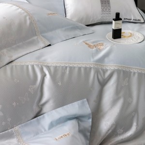 Summer Cool 100S Australia Cotton Cool Home Textiles pink Jacquard Duvet Cover Queen king Size Flat & Fitted Sheets Bedding Set Cotton
